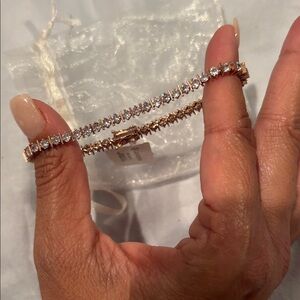 18k Rose Gold over Sterling Silver Tennis Bracelet.